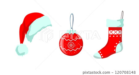 Santa hat, Christmas bauble, sock red and white Santa hat, Christmas bauble, sock red and white 120708148