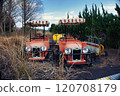 Rides in an abandoned amusement park 120708179