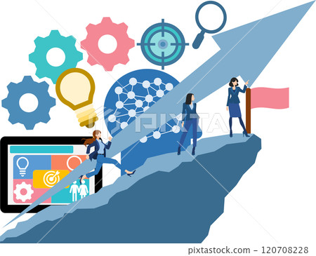 Illustration of a roadmap to achieving goals (businesswoman) Illustration of a roadmap to achieving goals (businesswoman) 120708228