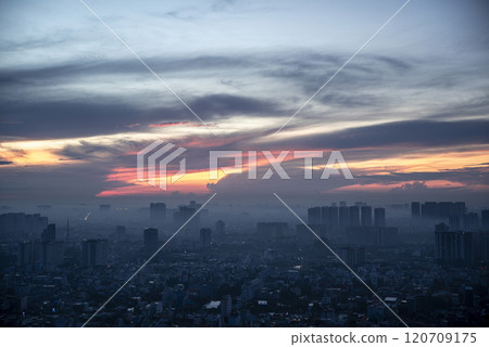 A city skyline with a beautiful sunset in the background A city skyline with a beautiful sunset in the background 120709175