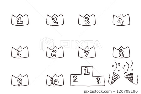 Hand drawn simple monochrome crown set Hand drawn simple monochrome crown set 120709190