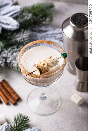 Christmas cocktail with toasted marshmellow 120709760