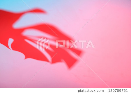 Tropical leaves in neon light with duotone shadows Tropical leaves in neon light with duotone shadows 120709761