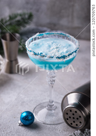Christmas cocktail with blue curacao 120709763