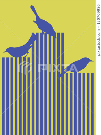 Bluebird silhouette on the wall poster. Scandinavian minimalism art design. Birds illustration 120709956