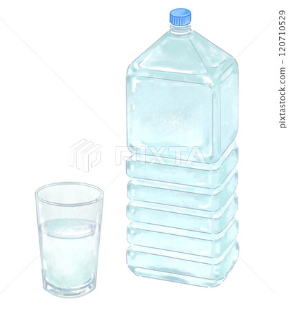塑膠瓶和玻璃杯中的水插圖 120710529