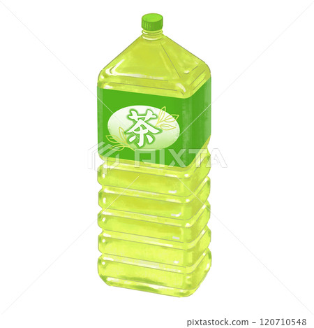 Illustration of green tea in a plastic bottle 120710548
