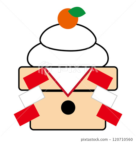 Simple and flat illustration of Kagami mochi on white background 120710560