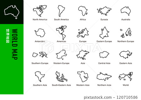 世界地圖簡單線條圖標 世界地圖簡單線條圖標 120710586
