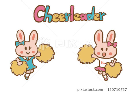 Rabbit cheerleader cheer squad cheering cute colorful cheer girl illustration Rabbit cheerleader cheer squad cheering cute colorful cheer girl illustration 120710737