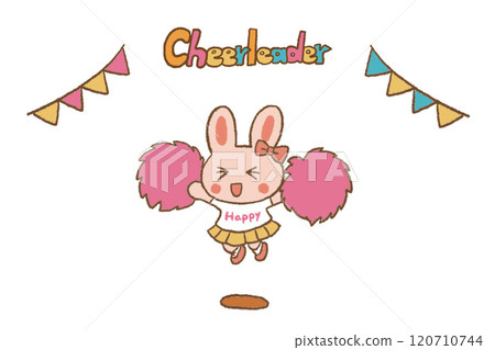 兔子啦啦隊長歡呼可愛多彩啦啦隊長插畫 120710744