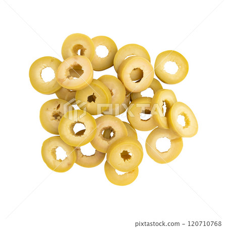 green olive slices isolated 120710768