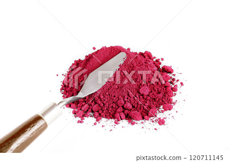 Bright Red Powder Spills From a Container on a White Surface Creating a Vibrant Display Bright Red Powder Spills From a Container on a White Surface Creating a Vibrant Display 120711145