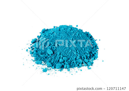 Bright Turquoise Powder Used in Art and Crafts Displayed on a White Background 120711147