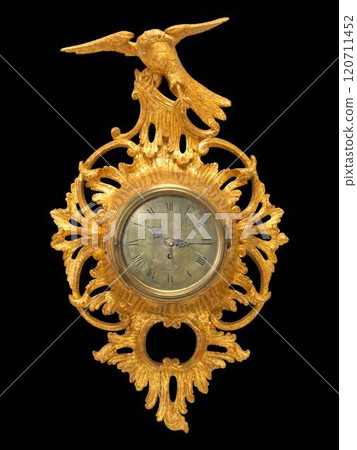 Antique Gilt Wall Clock with Calendar - Ornate, Decorative, 18th Century 120711452