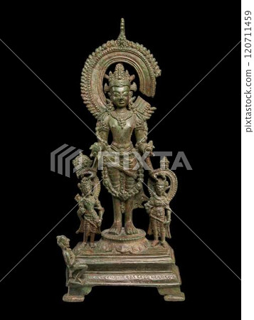 Early 9th Century Vishnu Sculpture - Hindu Deity, Indian Bronze Early 9th Century Vishnu Sculpture - Hindu Deity, Indian Bronze 120711459