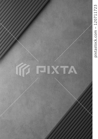 Minimalistic abstract industrial style concrete background. Modern and versatile design, perfect for industrial themes, architectural projects, or minimalist concepts. Copy space for text. 3D render. 120711723