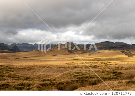Mountains and landscape in Katla geopark, Iceland 120711772