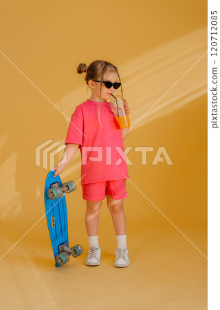 Cute girl 4-5 year old posing in studio Cute girl 4-5 year old posing in studio 120712085