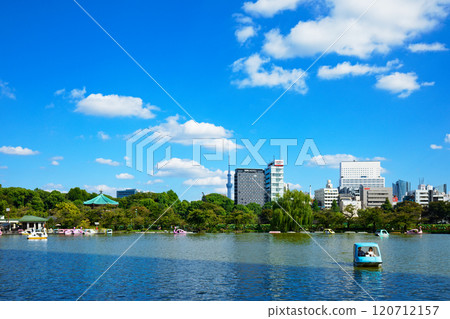 Leisure boat and Tokyo Sky Tree in Ueno's Ninomiya Pond 120712157