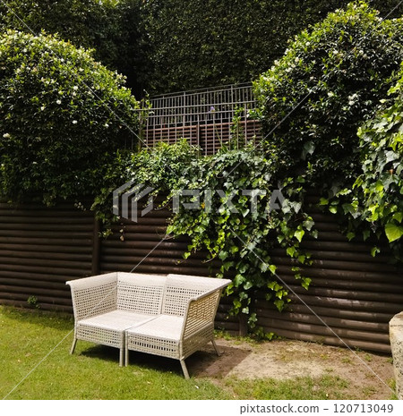 white chair in the garden 120713049