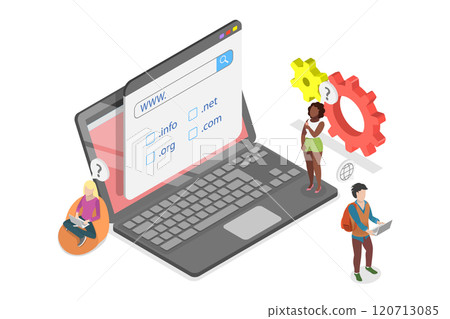 3D Isometric Flat  Illustration of Domain Registration, Online hosting service 120713085