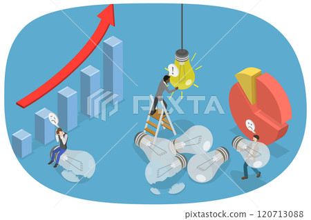 3D Isometric Flat  Illustration of Business Fail, Striving for Success in Aspiration 120713088
