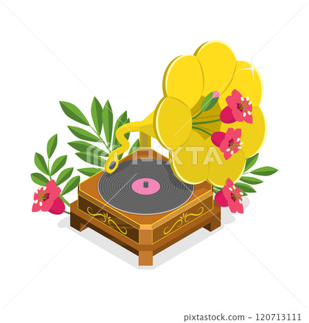 3D Isometric Flat  Illustration of Retro Player, Concept of Retro Music. A Nostalgic Tribute 120713111