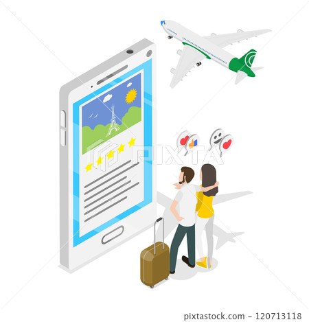 3D Isometric Flat Illustration of Travel To Europe, Hotel Reservation and Ticket Purchase 3D Isometric Flat Illustration of Travel To Europe, Hotel Reservation and Ticket Purchase 120713118