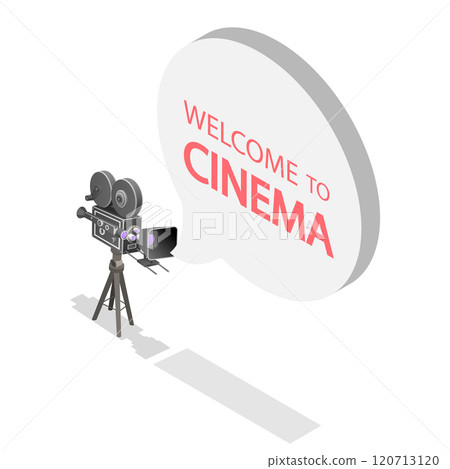 3D Isometric Flat Illustration of Movie Time, Cinematography or Film Industry 3D Isometric Flat Illustration of Movie Time, Cinematography or Film Industry 120713120
