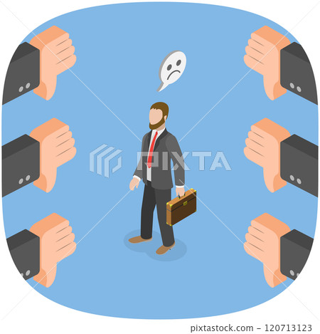 3D Isometric Flat  Illustration of Unsuccessful Businessman, Negative Feedback or Dislike 120713123