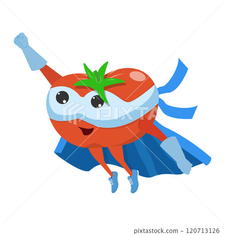 3D Isometric Flat  Illustration of Tomato Super-Hero , Super-vegetables 120713126