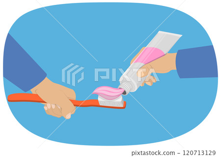 3D Isometric Flat  Illustration of Oral Hygiene, Teeth Cleaning 120713129
