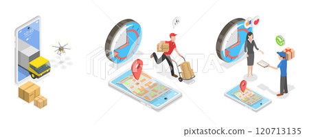 3D Isometric Flat  Illustration of Logistics And Delivery, Freights Transportation 120713135