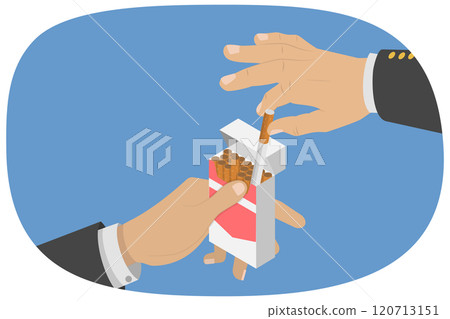 3D Isometric Flat  Illustration of Bad Habits, Side Effects of Smoking 120713151