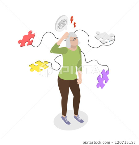 3D Isometric Flat  Illustration of Alzheimer Disease, Understanding and Coping with the Illness 120713155