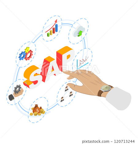 3D Isometric Flat Illustration of SAP, System Software for Enterprise Resource Planning 3D Isometric Flat Illustration of SAP, System Software for Enterprise Resource Planning 120713244