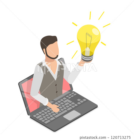 3D Isometric Flat Illustration of Inspiration Idea, Success Motivation and Innovation in Business 3D Isometric Flat Illustration of Inspiration Idea, Success Motivation and Innovation in Business 120713275