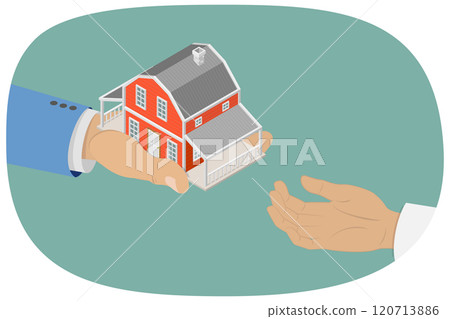 3D Isometric Flat  Illustration of Financial Advisor On Legacy Planning, Safeguarding Sssets for Future Generations 120713886