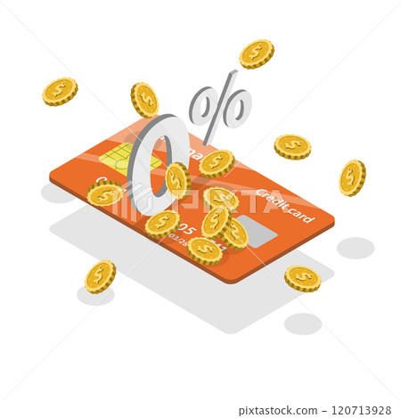 3D Isometric Flat Illustration of 0 percent Interest Free Rate, Zero Percent Interest Installment 3D Isometric Flat Illustration of 0 percent Interest Free Rate, Zero Percent Interest Installment 120713928