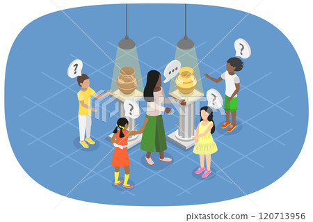 3D Isometric Flat Illustration of Group Of Curious Kids in Gallery or Museum, Children at Excursion 3D Isometric Flat Illustration of Group Of Curious Kids in Gallery or Museum, Children at Excursion 120713956