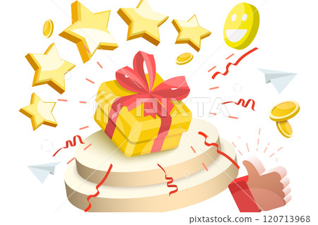 3D  Illustration of Shop and Win, Give Away Contest Prize 120713968