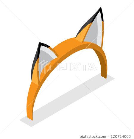 3D Isometric Flat  Set of Animals Ears Costumes. Item 6 120714003
