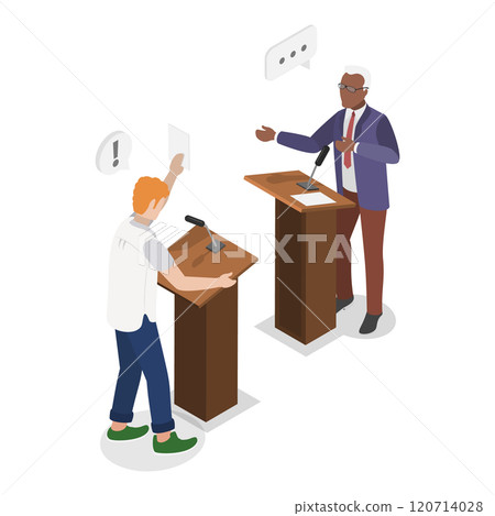 3D Isometric Flat  Illustration of Political Debates. Item 3 120714028