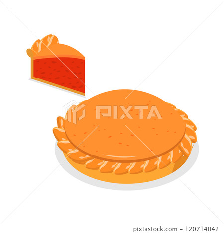 3D Isometric Flat  Set of Diffeent Pies and Slices. Item 2 120714042