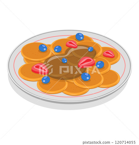 3D Isometric Flat  Set of Pancakes. Item 1 120714055