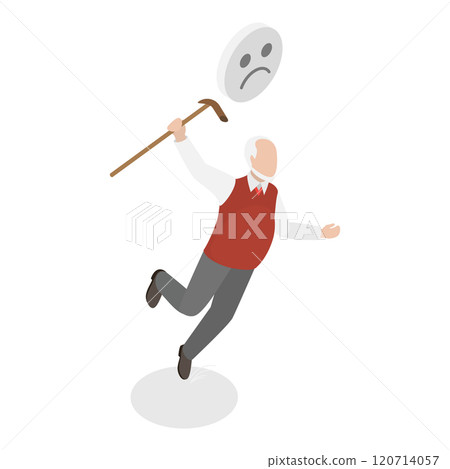 3D Isometric Flat  Illustration of Old People Stumble. Item 3 120714057