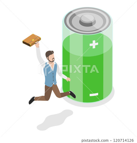 3D Isometric Flat Illustration of Energetic And Tired Businessman. Item 2 3D Isometric Flat Illustration of Energetic And Tired Businessman. Item 2 120714126