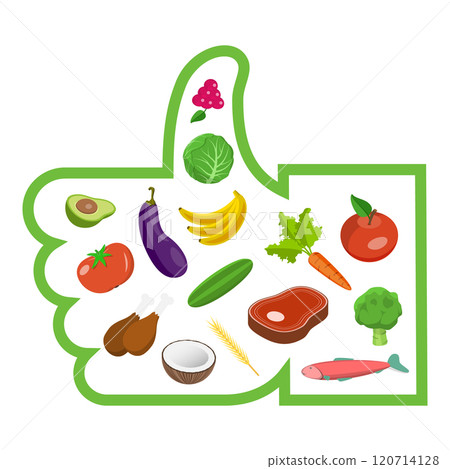3D Isometric Flat  Illustration of Healthy Vs Junk Food. Item 1 120714128