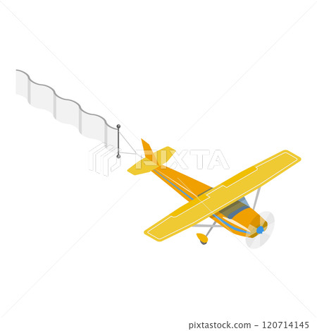 3D Isometric Flat  Set of Aircrafts In Sky With Banners. Item 2 120714145